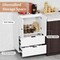 White Buffet Cabinet Storage with 2 Drawers Doors Raised Metal Legs